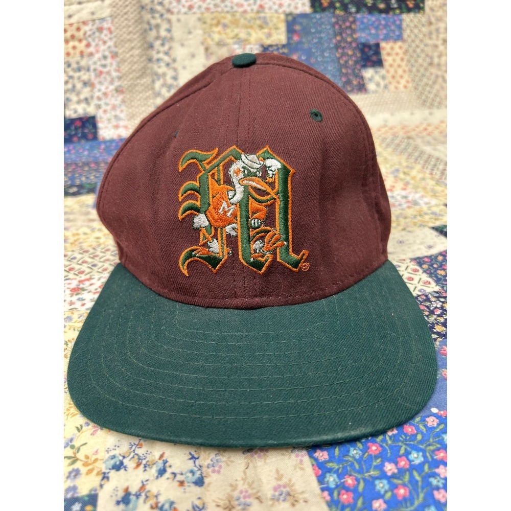 Vintage New Era Miami Hurricanes Maroon Gothic logo snapback